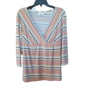 Stripe v neck maternity top